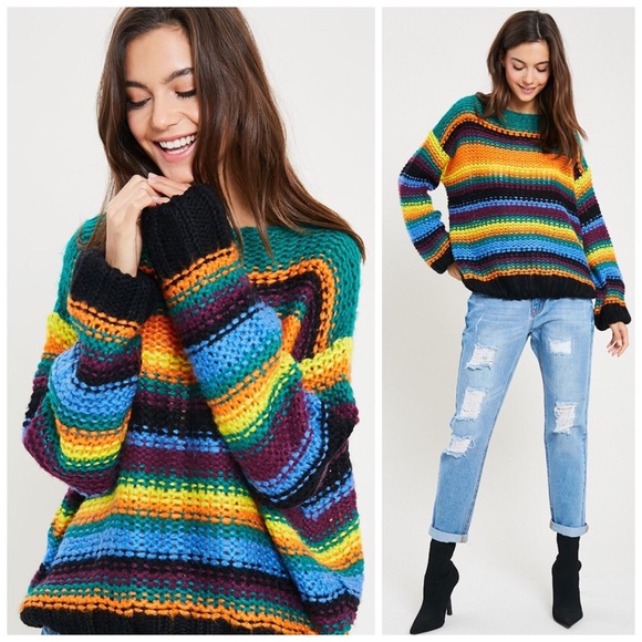 Tops - ❤️LAST 1! Cozy Striped Boatneck Pullover Sweater!